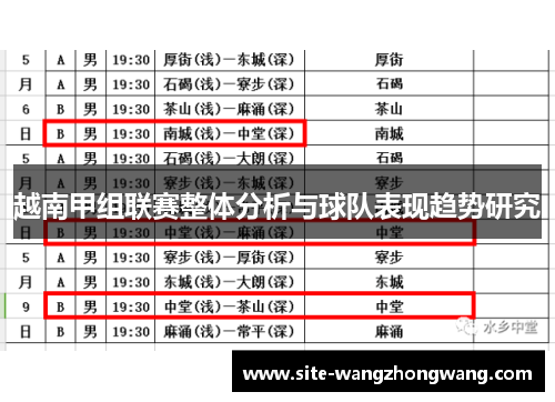 越南甲组联赛整体分析与球队表现趋势研究
